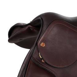 Silla de salto Roma con armazón de madera y cuero doble Acavallo Marrón oscuro Marr&amp;amp;amp;oacute;n