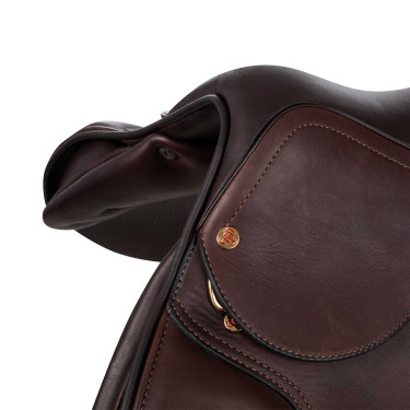 Silla de salto Roma con armazón de madera y cuero doble Acavallo Marrón oscuro Marr&amp;amp;amp;oacute;n