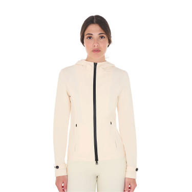 Chaqueta softshell entallada con cremallera cortaviento para mujer Equestro Blanco antiguo Beige