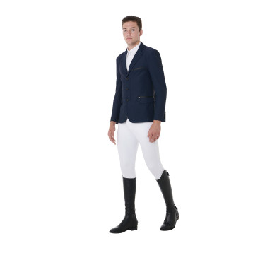 Chaqueta de concurso perforada hombre 3 botones Equestro Marino Azul marino