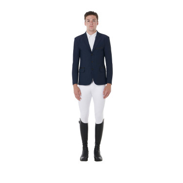 Chaqueta de concurso perforada hombre 3 botones Equestro Marino Azul marino