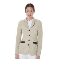 Chaqueta de concurso perforada para mujer con 4 botones Equestro Oxford tostado