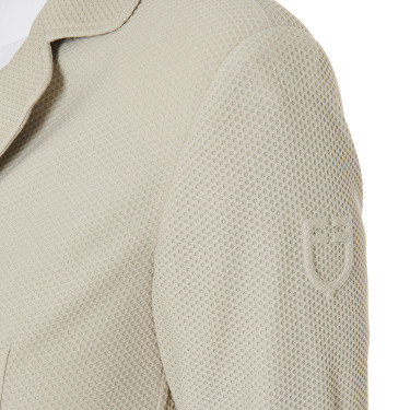 Chaqueta de concurso perforada para mujer con 4 botones Equestro Oxford tostado Rosa