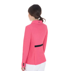 Chaqueta de concurso perforada para mujer con 4 botones Equestro Madreselva Rosa