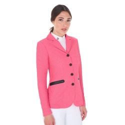 Chaqueta de concurso perforada para mujer con 4 botones Equestro Madreselva Rosa