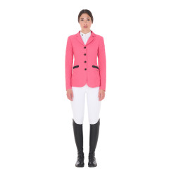 Chaqueta de concurso perforada para mujer con 4 botones Equestro Madreselva Rosa