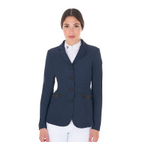 Chaqueta de concurso perforada para mujer con 4 botones Equestro Americana marina Azul marino