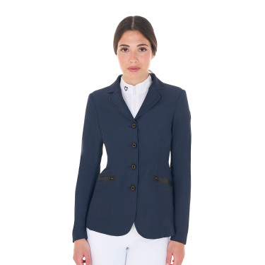 Chaqueta de concurso perforada para mujer con 4 botones Equestro Americana marina Azul marino