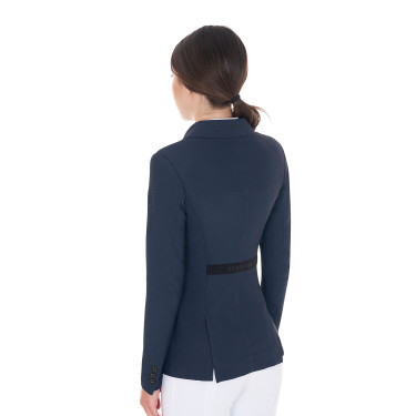Chaqueta de concurso perforada para mujer con 4 botones Equestro Americana marina Azul marino
