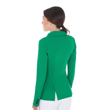 Damen-Wettkampfjacke perforiert 3 Knöpfe Equestro Verde ultramar