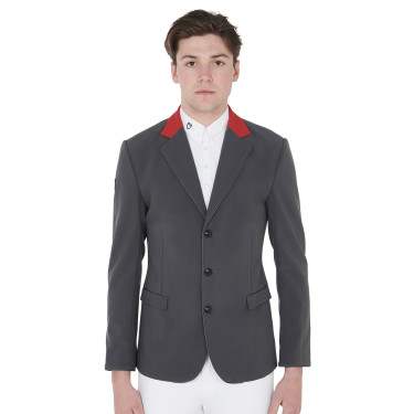 Chaqueta de concurso hombre 3 botones Elegance Equestro Gris / burdeos Chaqueta de concurso hombre 3 botones Elegance Equestro Gris / burdeos