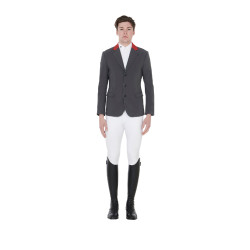 Chaqueta de concurso hombre 3 botones Elegance Equestro Gris / burdeos Chaqueta de concurso hombre 3 botones Elegance Equestro Gris / burdeos