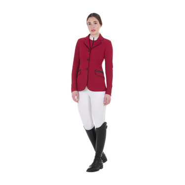 Chaqueta de concurso para mujer en tejido técnico elástico Equestro Scooter Beige