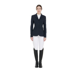 Chaqueta de concurso para mujer con corte anatómico de 4 botones Active Equestro Marino Azul marino