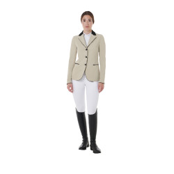 Chaqueta de concurso de 3 botones para mujer Elegance Equestro Oxford tostado Rosa Chaqueta de concurso de 3 botones para mujer Elegance Equestro Oxford tostado Rosa