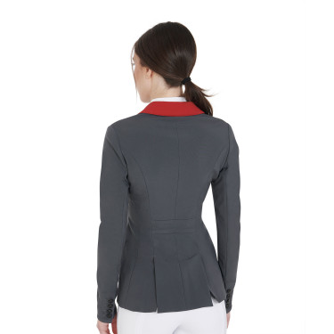 Chaqueta de concurso de 3 botones para mujer Elegance Equestro Gris / burdeos