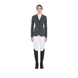Chaqueta de concurso de 3 botones para mujer Elegance Equestro Gris / burdeos