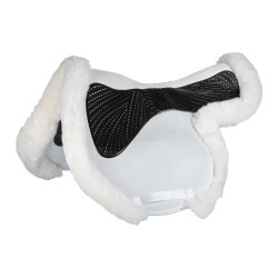 Alfombra de salto Numnah con agarre de gel en ambos lados y ribete completo de borreguillo Acavallo Blanco / negro