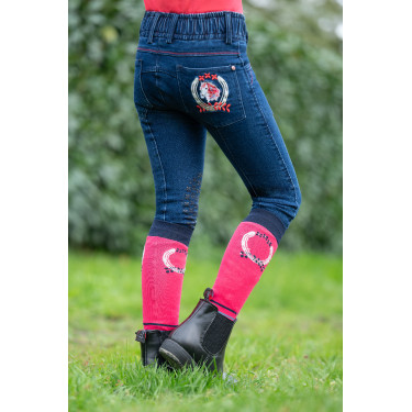 Pantalón infantil Aymee Denim con rodilleras de silicona HKM Pantalón infantil Aymee Denim con rodilleras de silicona HKM