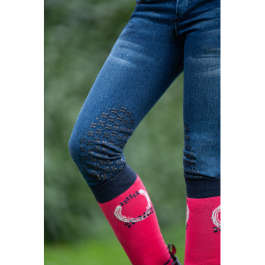 Pantalón infantil Aymee Denim con rodilleras de silicona HKM Pantalón infantil Aymee Denim con rodilleras de silicona HKM