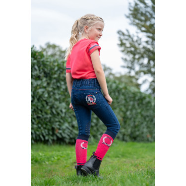 Pantalón infantil Aymee Denim con rodilleras de silicona HKM Pantalón infantil Aymee Denim con rodilleras de silicona HKM