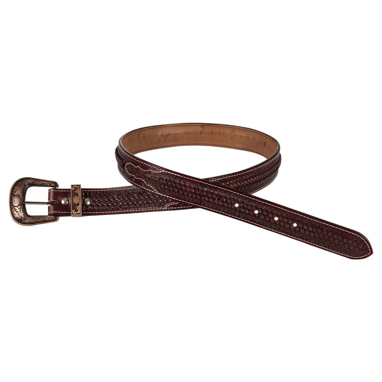 Cinturón Western Grabado con Hebilla de Cobre y Zinc Pool's