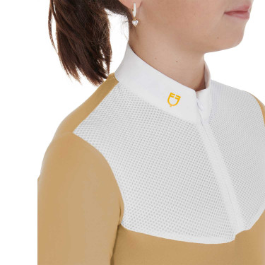 Camisa de concurso para niña de manga larga con cremallera y malla Equestro Camisa de concurso para niña de manga larga con cremallera y malla Equestro