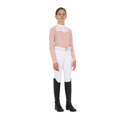 Polo de concurso para niña con strass Equestro Camafeo rosa