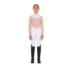 Polo de concurso para niña con strass Equestro Camafeo rosa