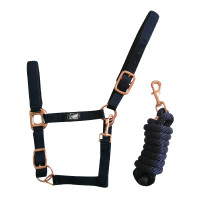 Cabezada de nailon Rose Gold Line con ramal Supreme Marino