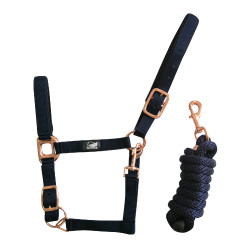 Cabezada de nailon Rose Gold Line con ramal Supreme Cabezada de nailon Rose Gold Line con ramal Supreme