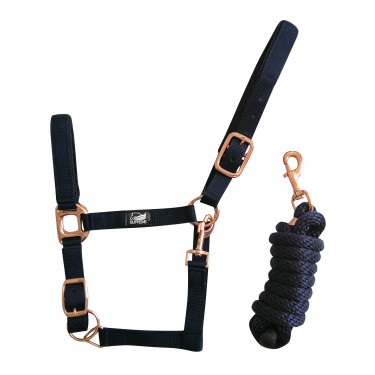 Cabezada de nailon Rose Gold Line con ramal Supreme Cabezada de nailon Rose Gold Line con ramal Supreme