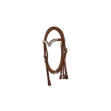 Brida Western con Acabados Plateados y Riendas Lakota