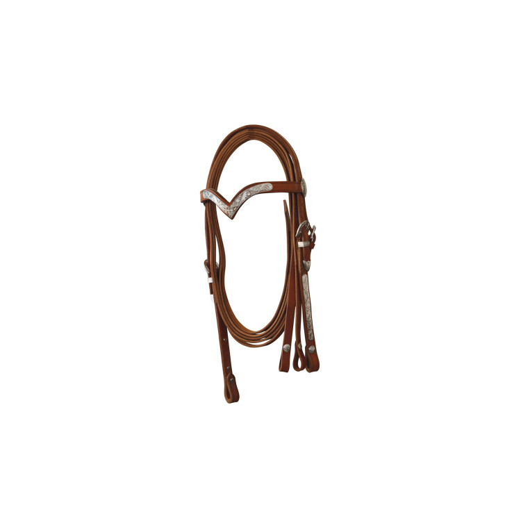 Brida Western con Acabados Plateados y Riendas Lakota