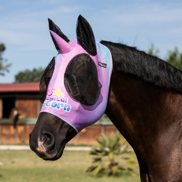 Máscara Antimoscas de Lycra con Cubreorejas y Diseño de Unicornio Pro-Tech Máscara Antimoscas de Lycra con Cubreorejas y Diseño de Unicornio Pro-Tech