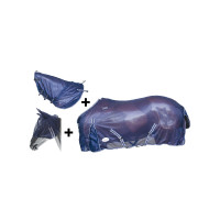 Manta de red con cubrecuello y máscara Modelo Viana Umbria Equitazione Marino Azul marino
