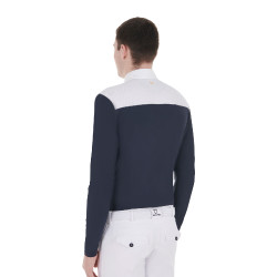 Polo de concurso Hombre Mangas Largas con Botones Equestro Blazer blanco/marino Azul marino