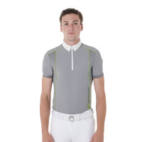 Polo de concurso Hombre Mangas Cortas con Cremallera Equestro Gris escarchado / verde lima Polo de concurso Hombre Mangas Cortas con Cremallera Equestro Gris escarchado / verde lima