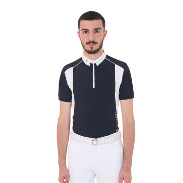 Polo de concurso Hombre Mangas Cortas con Cremallera Equestro Blazer marino / blanco antiguo Azul marino