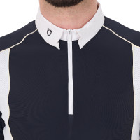 Polo de concurso Hombre Mangas Cortas con Cremallera Equestro Gris escarchado / verde lima