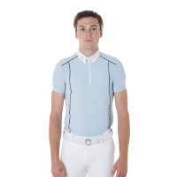 Polo de concurso Hombre Mangas Cortas con Cremallera Equestro Cielo / negro Azul