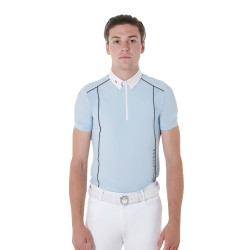 Polo de concurso Hombre Mangas Cortas con Cremallera Equestro Cielo / negro Azul