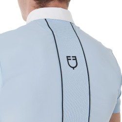 Polo de concurso Hombre Mangas Cortas con Cremallera Equestro Cielo / negro Azul