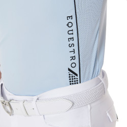 Polo de concurso Hombre Mangas Cortas con Cremallera Equestro Cielo / negro Azul