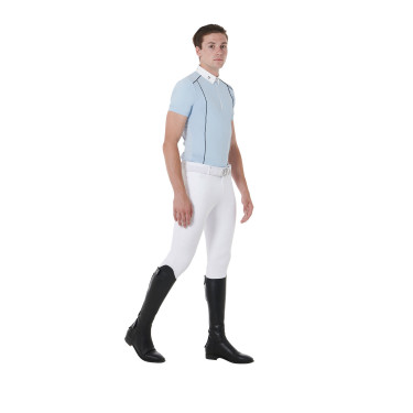 Polo de concurso Hombre Mangas Cortas con Cremallera Equestro Cielo / negro Azul