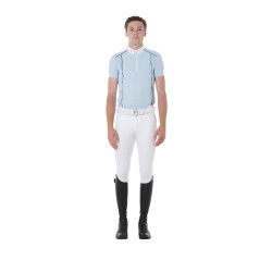 Polo de concurso Hombre Mangas Cortas con Cremallera Equestro Cielo / negro Azul