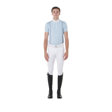 Polo de concurso Hombre Mangas Cortas con Cremallera Equestro Cielo / negro Azul