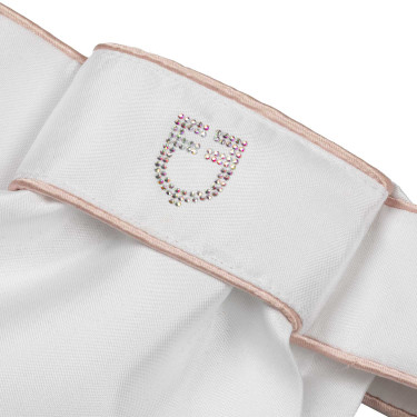 Corbata de doma con logotipo de strass Equestro Blanco / rosa camafeo