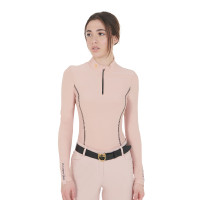 Polo Técnico de Entrenamiento para Mujer de Manga Larga Equestro Rosa camafeo