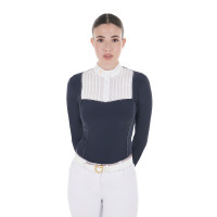 Polo de concurso Mujer Manga Larga con Strass Equestro Americana marina Azul marino Polo de concurso Mujer Manga Larga con Strass Equestro Americana marina Azul marino